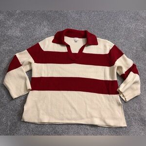 a new day Red and Cream Ribbed Sweater
